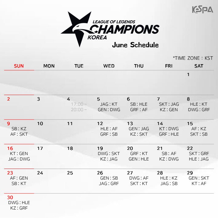 Lịch thi đấu LCK mùa hè 2019 Lịch thi đấu LCK mùa hè 2019